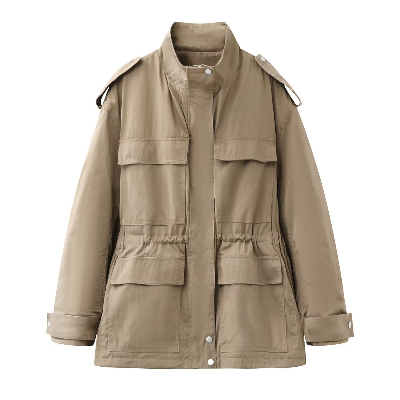 现货2025冬季新款宽松休闲抽绳猎装夹克工装棉衣外套女MBE3COT011