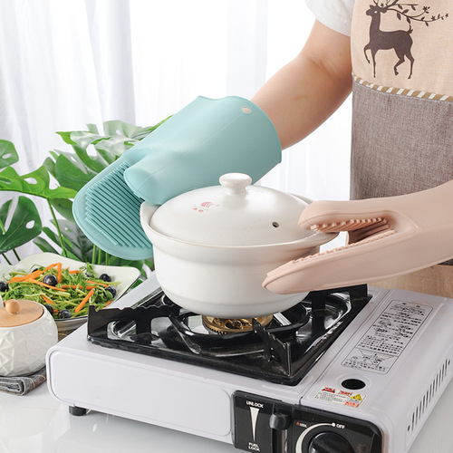 Nordic style thickened microwave oven gloves non-slip insulation gloves baking silicone gloves