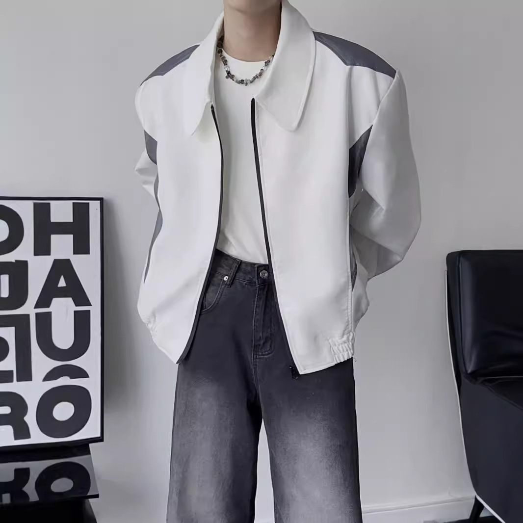 Dark and niche style lapel jacket, new autumn men's casual loose, wide shoulder, rugged and handsome long sleeved top_voghion.com