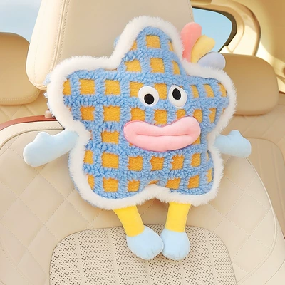 Seat Cushion Winter Car Seat: Seat cushion, seat cover - star-headrest-blue