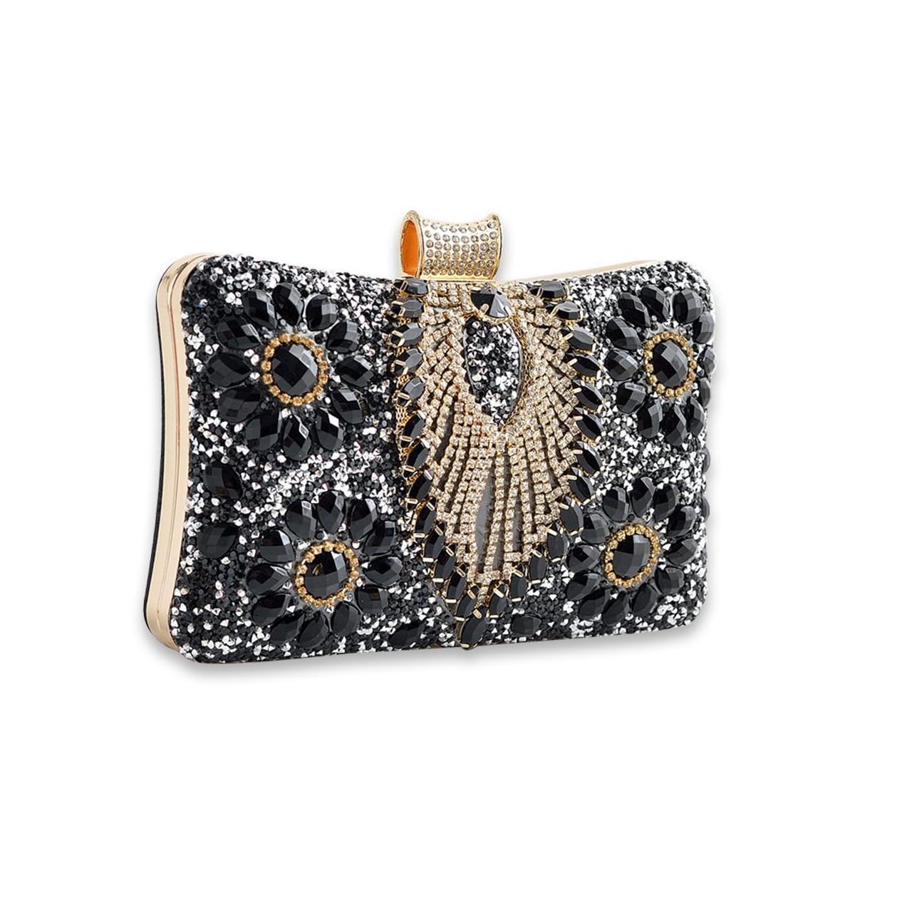 2025 New Luxury Diamond-Encrusted Cheongsam Clutch Bag, Rhinestone Evening Bag For Formal Gowns With Chain Strap - Thumbnail 4