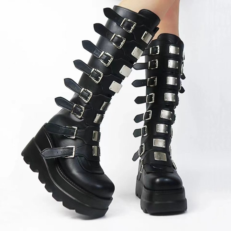 ぬ　multi-buckle stitched boots punk O1CN01uQ2T9Y28XwoQlBLyE_!!