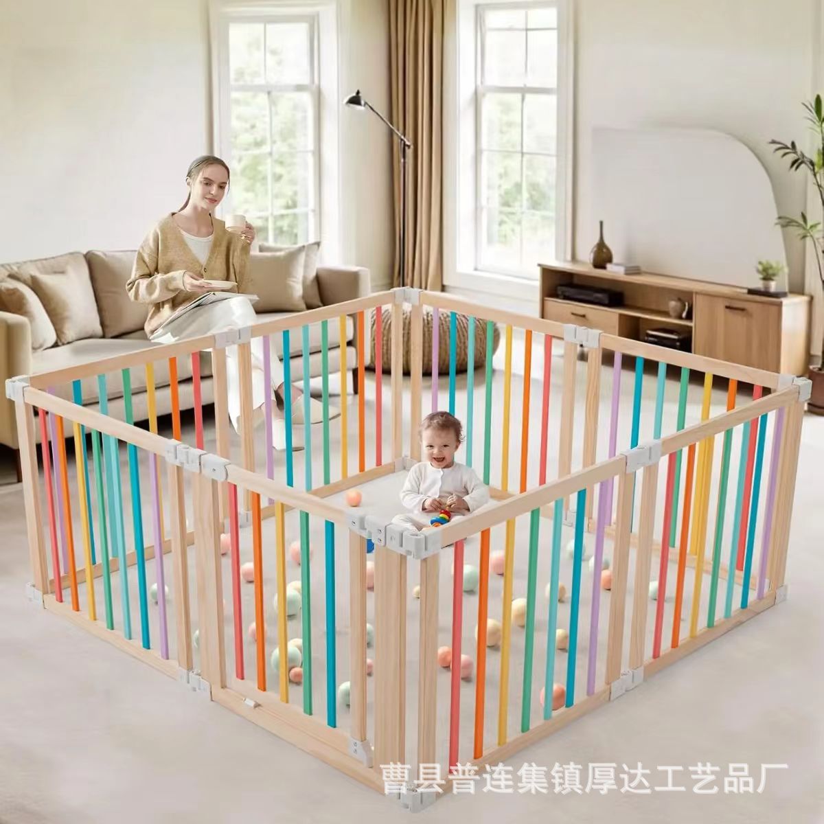 Solid Wood Baby Fence Baby Indoor Game Fence Children's Ground Crawling Fence Paradise Baby Game Guardrail