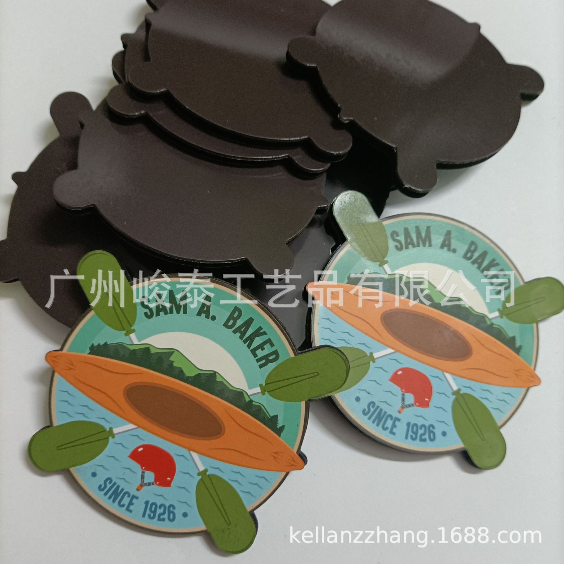 柯式印刷做货 中纤板木制冰箱贴杯垫 吸水纸杯垫餐垫丝印软木杯垫