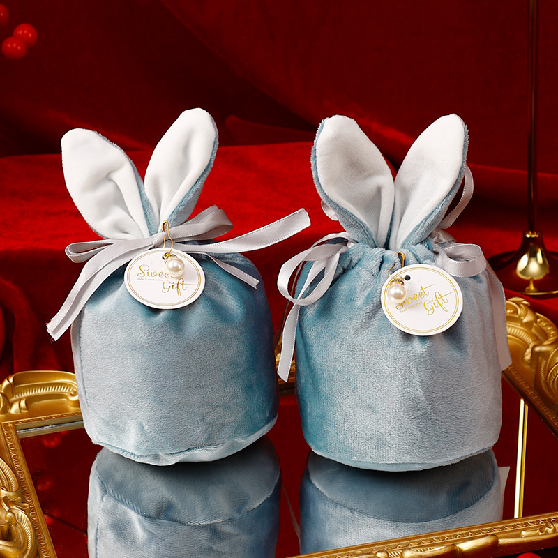 Nueva bolsa de dulces de terciopelo de orejas de conejo caja de regalo caja de dulces de boda caja de dulces de boda dama de honor regalo creativo