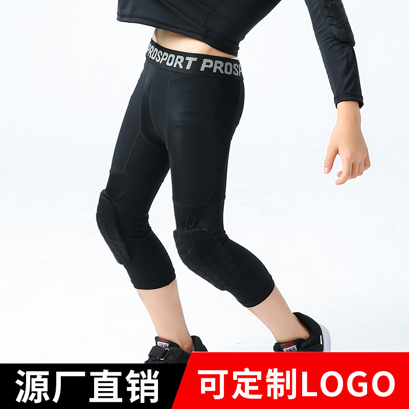 children Honeycomb Anti collision football Basketball Seventh Sports pants ventilation Primer Tight trousers Training pants