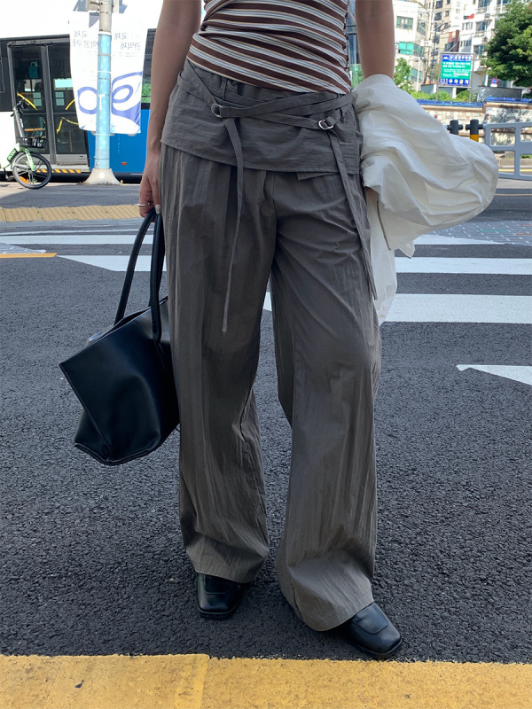 黄峥韩系休闲工装裤女2025秋季新款直筒宽松阔腿裤子慵懒风530773|undefined