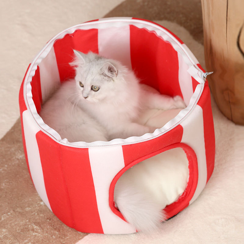 Winter Warm Cat Bed Dog Sleeping Mats Kitten House For Small Medium Cheap Pets Indoor Collapsible Cute Kennel Pet Nest Cat Tent