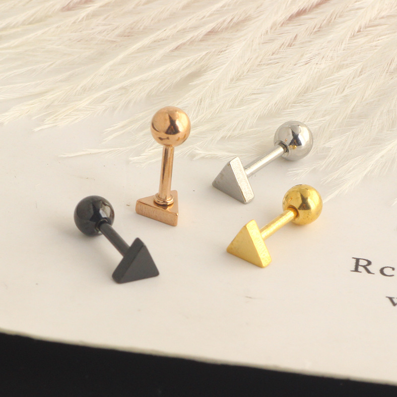 Stainless Steel Double Sided Ball Ear Bone Nail Triangle Dumbbell Earrings detail image 7