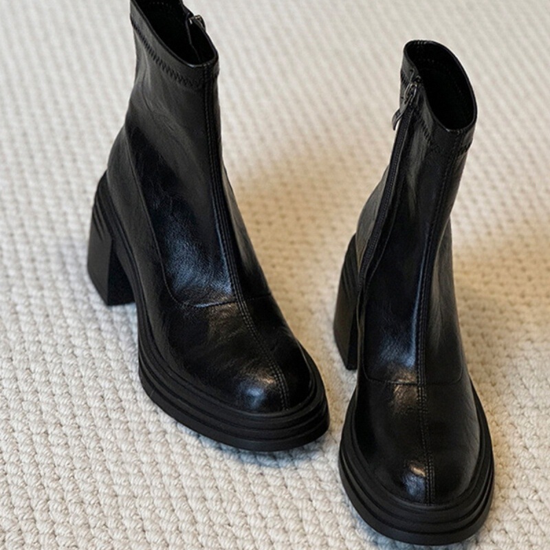 Feels Like Stepping on Poop! so Comfortable! Thick-Soled Height-Increasing Round-Toe Short Boots for Petite Women, High-Heeled Slim Elastic Boots, Martin Boots Feels Like Stepping on Poop! so Comfortable! Thick-Soled Height-Increasing Round-Toe Short Boots for Petite Women, High-Heeled Slim Elastic Boots, Martin Boots