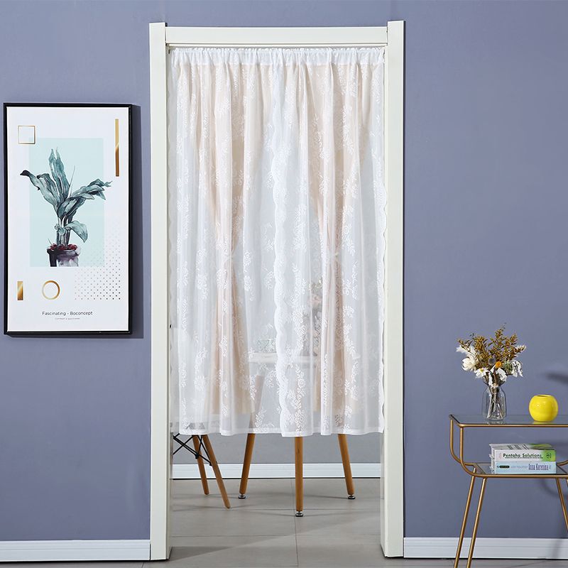 R5X French Lace Translucent and Opaque Privacy Door Curtain Bedroom Curtain Kitchen Oil Fume-Proof Short Curtain Four-Season Door