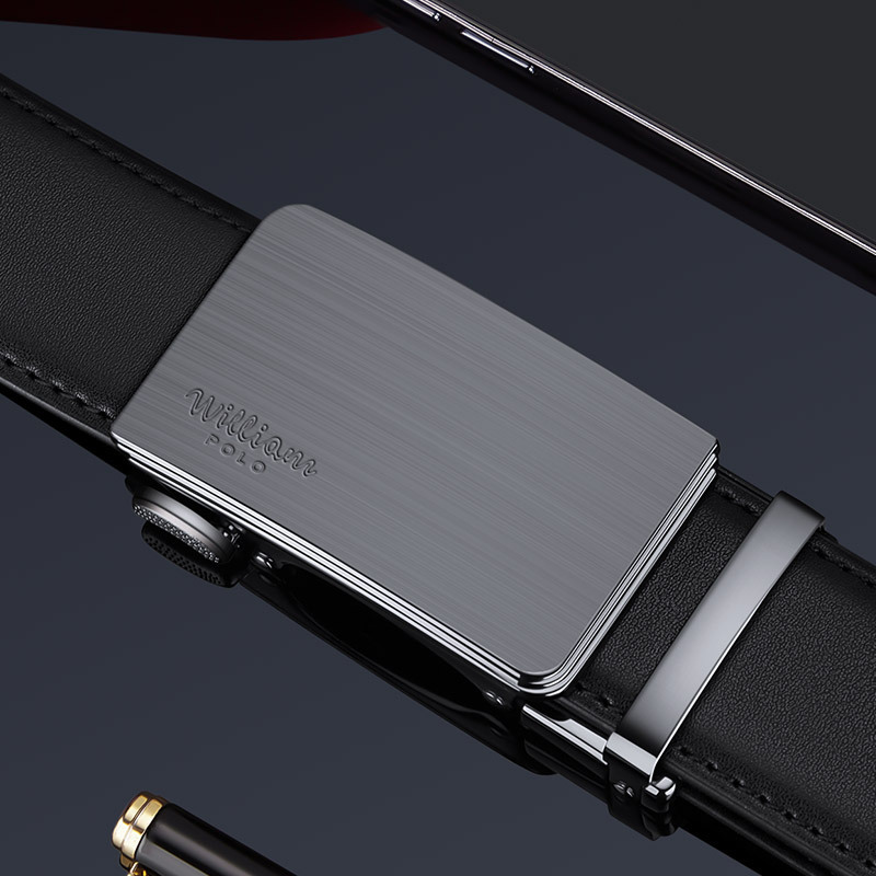Cinturón de cuero genuino para hombre de la marca Paul, con hebilla automática de aleación, cinturón sencillo de negocios, cinturón de alta gama para hombre, venta al por mayor.