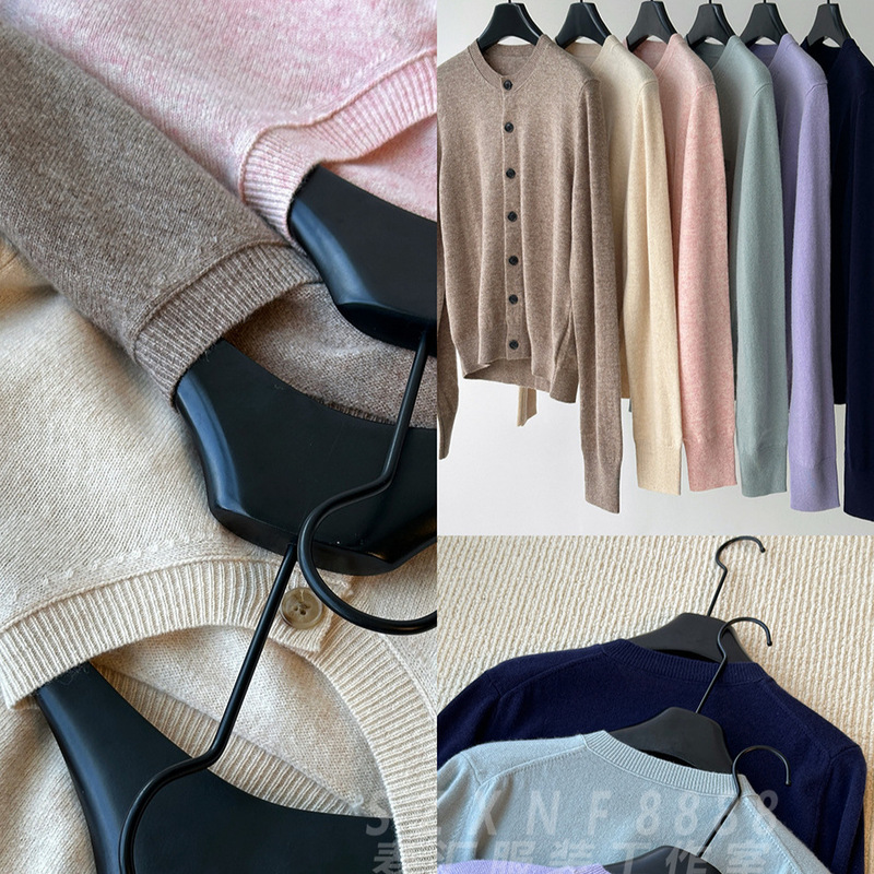 Nuofufu New Color Classic Spring Gentle Wool Patchwork Expression Round Neck Knitted Cardigan Sweater for Women Nuofufu New Color Classic Spring Gentle Wool Patchwork Expression Round Neck Knitted Cardigan Sweater for Women