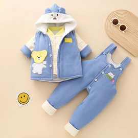 婴幼儿棉服冬季加厚套装三件套 0-2岁男女宝宝秋冬保暖棉衣礼品装