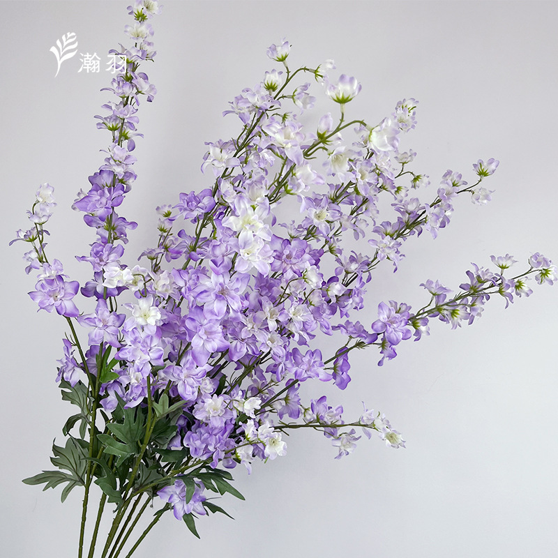 Flor de Delphinium Artificial de 3 Cabezas de Flores de Seda para Arreglos Florales y Escritorio image 9