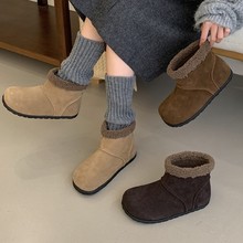 厚底雪地靴女2025新款秋冬美拉棕色加绒加厚棉鞋勃肯短靴