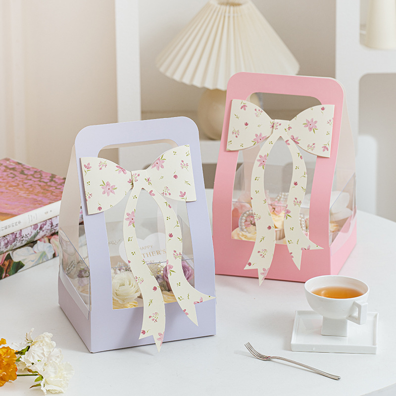 Día del maestro Bowknot taza de papel caja de pastel caja de mano caja de embalaje maestro, ha trabajado duro para hornear caja de embalaje