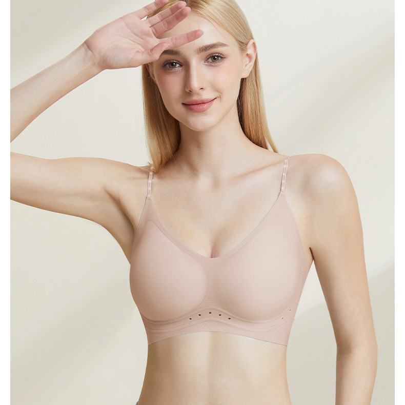 Camellia Flower Shimmering Strap Bra, Jelly Soft Support Seamless Underwear, Tank Top Style Ultra-Thin Lingerie
