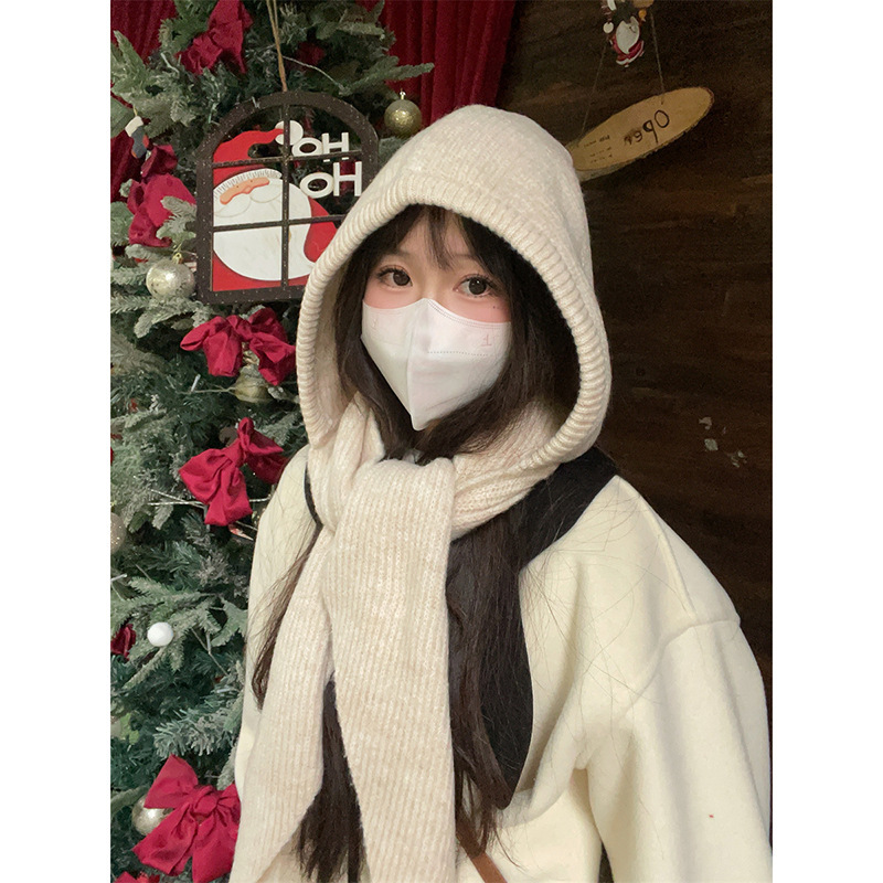 新款巴拉克拉法帽冬季防风围脖一体毛线帽女韩版保暖护耳针织帽子|undefined