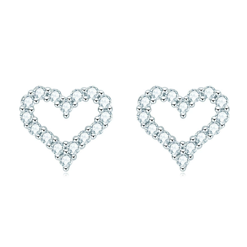 Серьги в форме сердца, оптом, японские и корейские, 0,96 карата, серебро 925 пробы, 2 мм