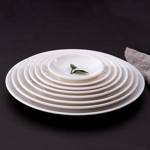 White plate melamine tableware round plate flat plate plastic plate western food plate merchant dinner plate round plate bone plate wholesale