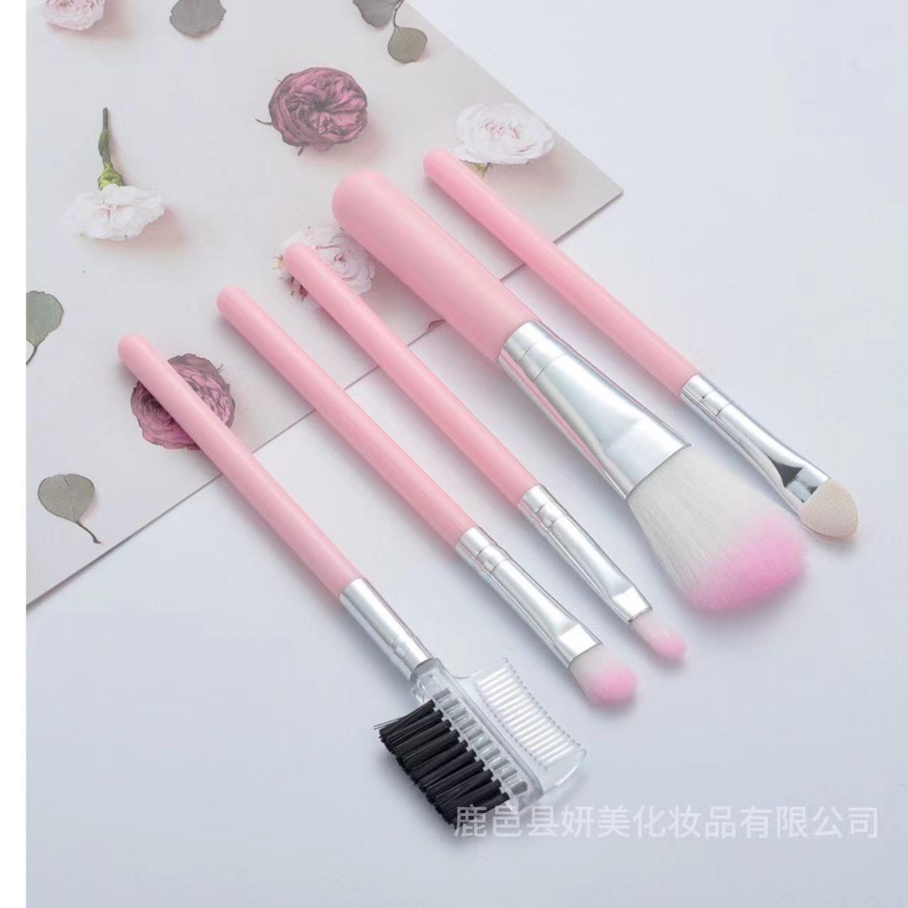 Fábrica directa de 5 cepillo de maquillaje de Cangzhou un conjunto completo de cepillo de base cepillo de sombra de ojos rosa cepillo de labios cepillo de blush maquillaje