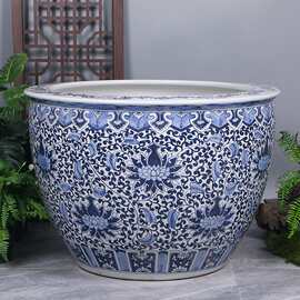 景德镇陶瓷青花瓷大花盆睡莲碗莲盆养荷花花盆水缸庭院种铁树花缸