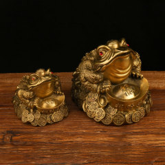 Copper Gold Toad Figurine Three-legged Gold Toad Yuanbao Gold Toad Gold Chan Toad Ceramic Craft Gift Manufacturer Wholesale