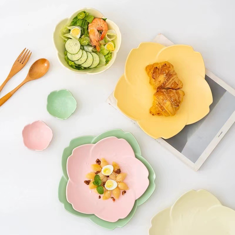 Tazón de postre de flores en línea celebridad estilo ins tazón de helado de alta apariencia creativa cerámica hogar tazón de yogur hogar plato de fruta