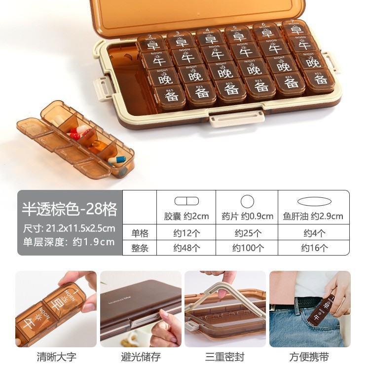 薬箱は一週間七日間に薬器を分けます。携帯で小薬箱を分けます。老人は薬を飲んで一日三食を注意します。|undefined