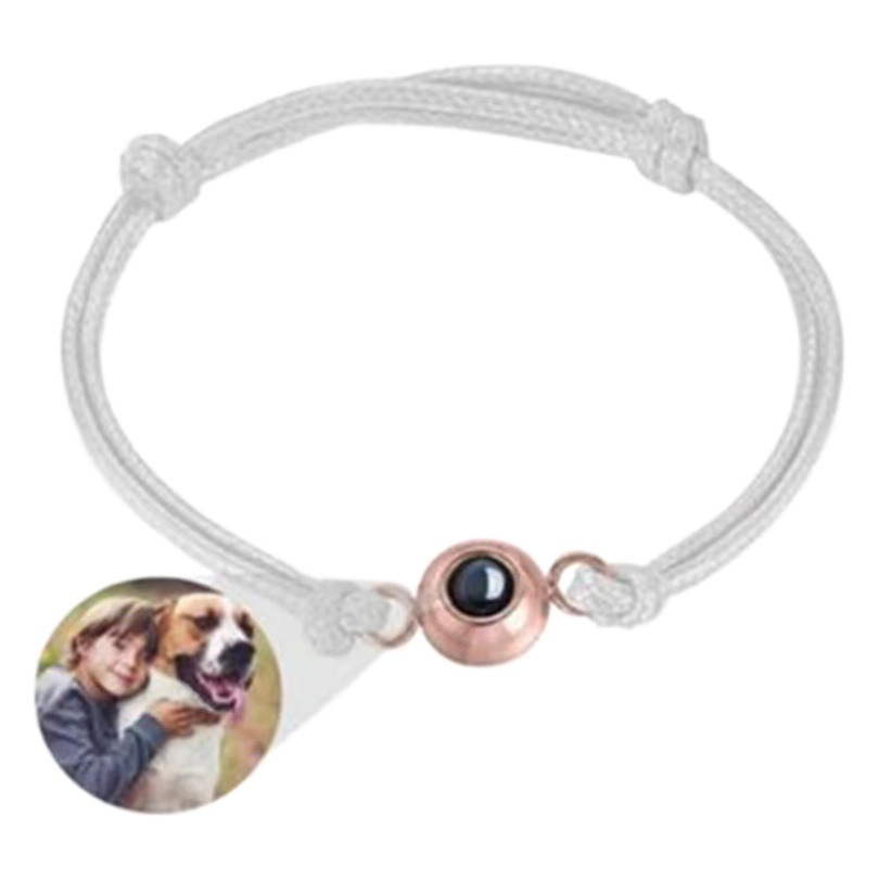 Cross-Border Couple's Bracelet with Custom Photo, Adjustable, 100 Languages, Love Memory Projection, European and American Festivals