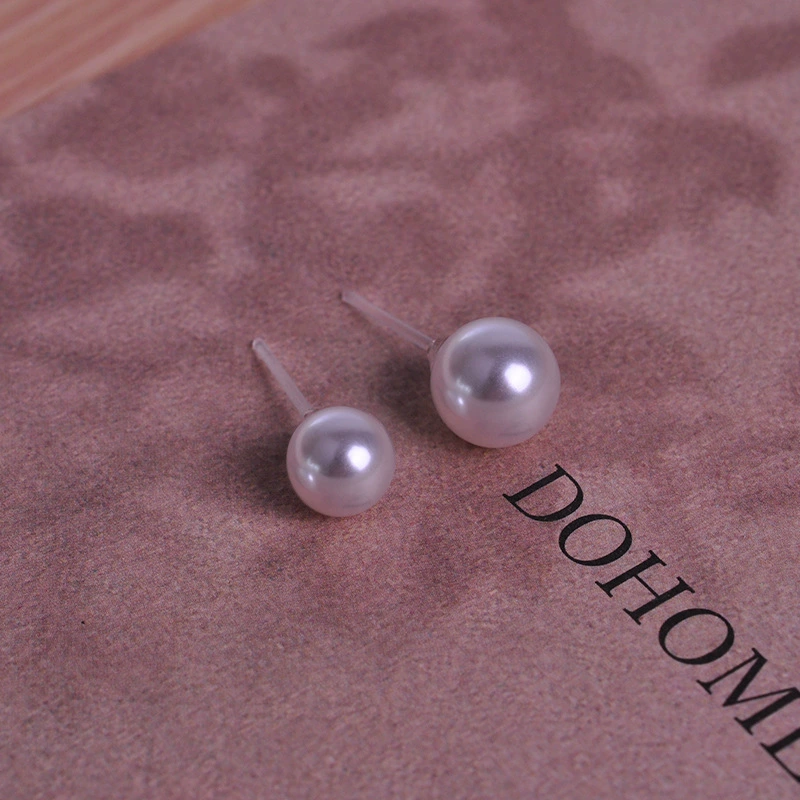 Pearl Stud Earrings Set, Plastic Faux Pearls, 4–10 mm, Boxed with Backings