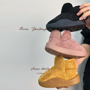 Miaoyoutong Children's Shoes Baby Soft Sole Thickened Warm Autumn and Winter Snow Boots for Boys and Girls Toddlers Pre-Step Large Cotton Shoes