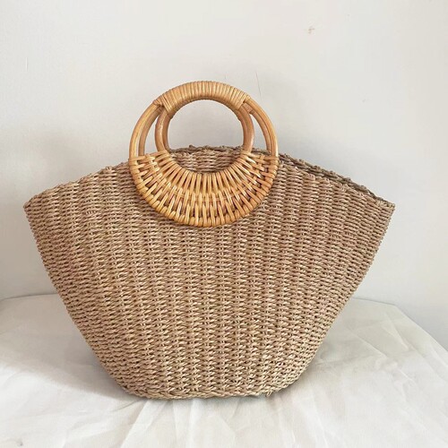  new portable straw woven bag, simple forest woven women's bag, vacation bag, versatile fashionable bag