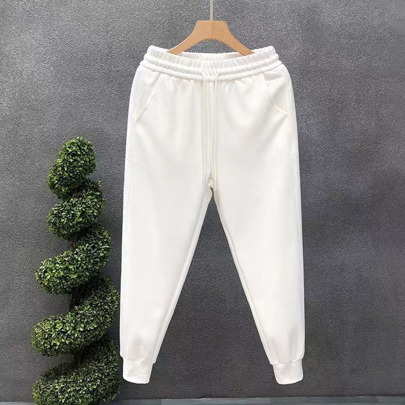 New Cotton Men's Casual Pants Sweatpants Trendy All-match Skinny Pants with Loose Waist fleece-lined Warm Cotton Sports Pants