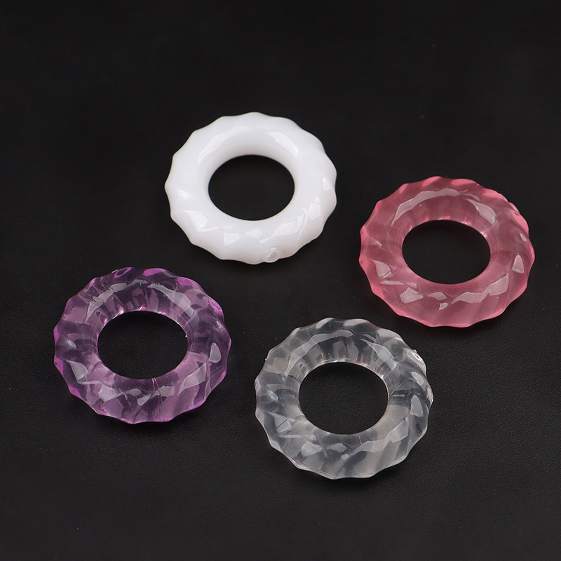 TPE Locking Delay Ring, Textured Non-Vibrating Cock Ring, Transparent Slip-on Design — detail image 5
