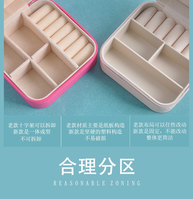 Portable Zippered Jewelry Box Earring Ring Packaging Ornament Box Luxury Travel Jewelry Storage Box In Stock