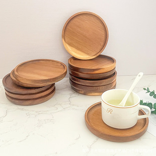 Acacia Wood Coasters Multi-Purpose Round Insulated Tea Coasters Saucers Solid Wood Home Office Coffee Coasters