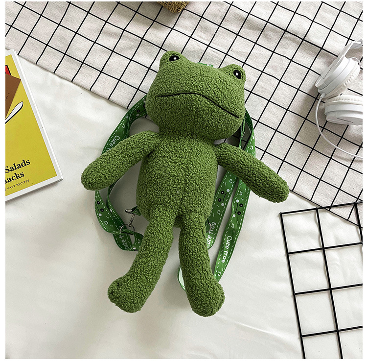 2021 Autumn New stylish and cute green frog single-shoulder crossbody bag wallet plush toy birthday gift for girls undefined