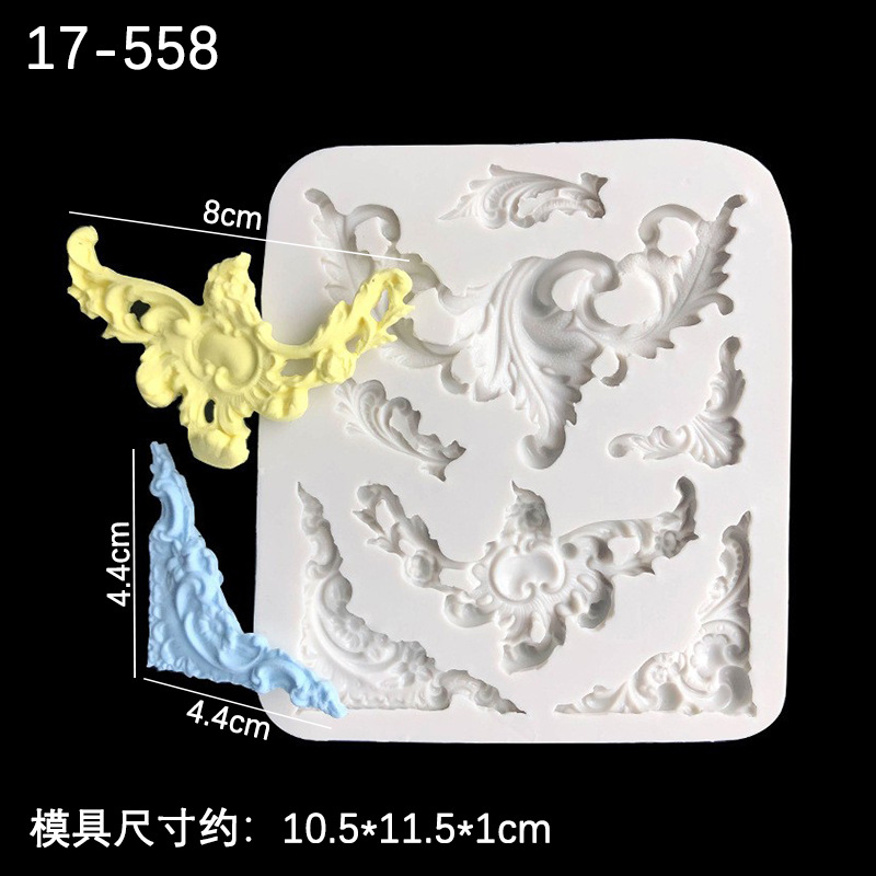 Fondant retro de estilo Europeo en relieve decoración de la torta molde de chocolate DIY seco ritmo galleta molde de silicona líquida