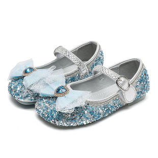 Girls Rhinestone Princess Shoes 2023 Autumn New Children Soft Sole Single Shoes Little Girls Dance Performance Crystal Shoes