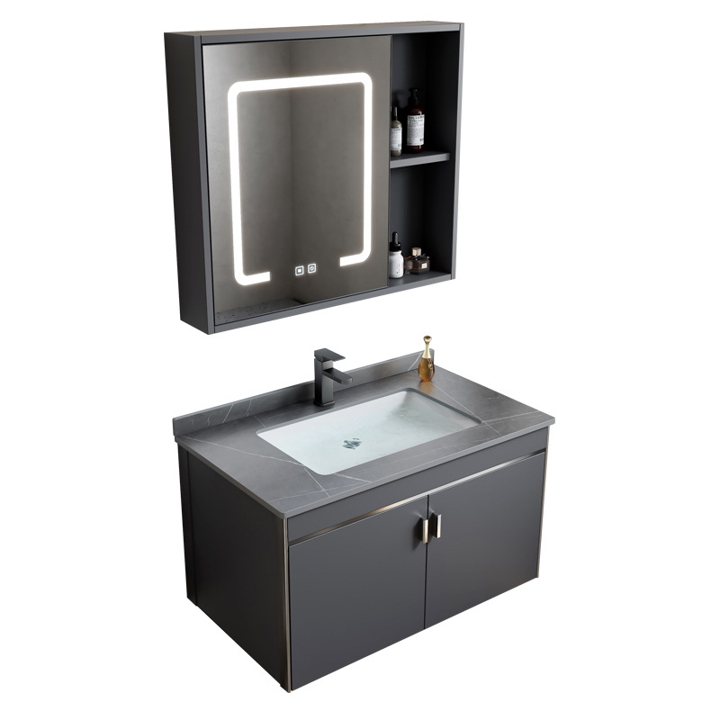 gabinete de baño de aluminio espacial simple combinación lavabo cerámica doméstica lavabo gabinete lavabo
