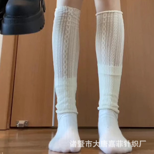 Leg Sleeve White Boot Socks Children's Mid-tube Socks Autumn and Winter Foot Socks with Long Boots Stocking Stocking Lace Long Boots