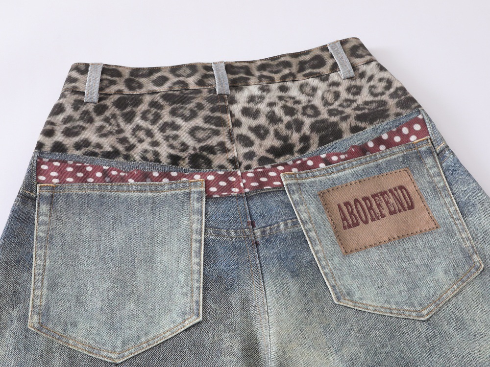 Jeans uomo larghi patchwork stampa leopardata stile hip hop_voghion.com