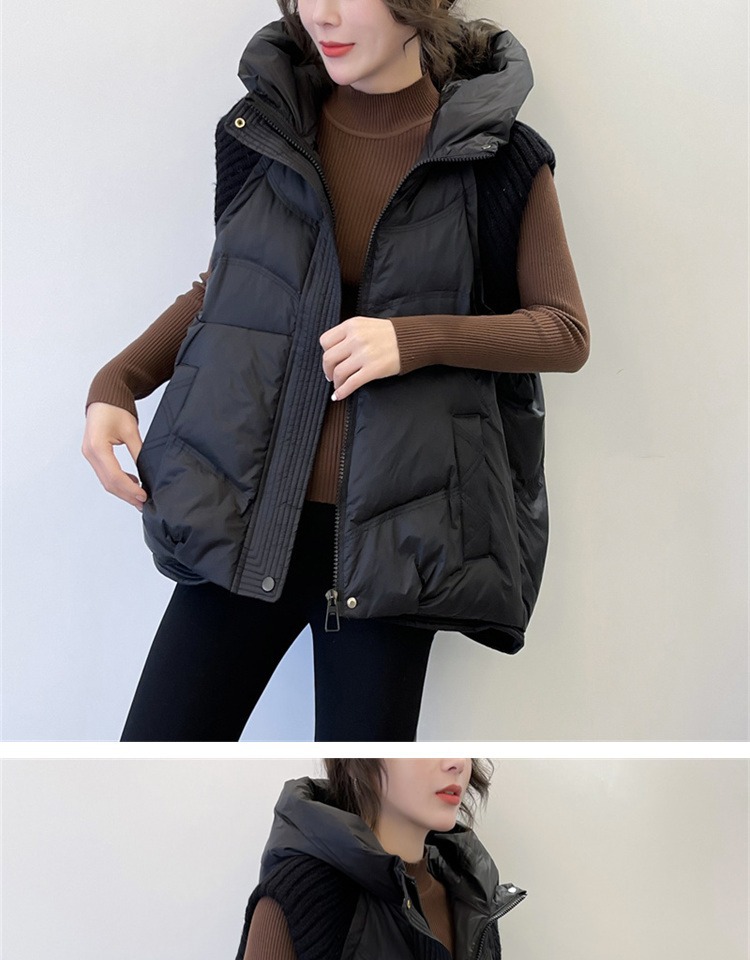 Damenbekleidung Gestrickte Ärmel Warme Jacke Weste für Damen 2024 Winter Neue Art Mode Kapuzendesign Warme kleine Außenweste_voghion.com