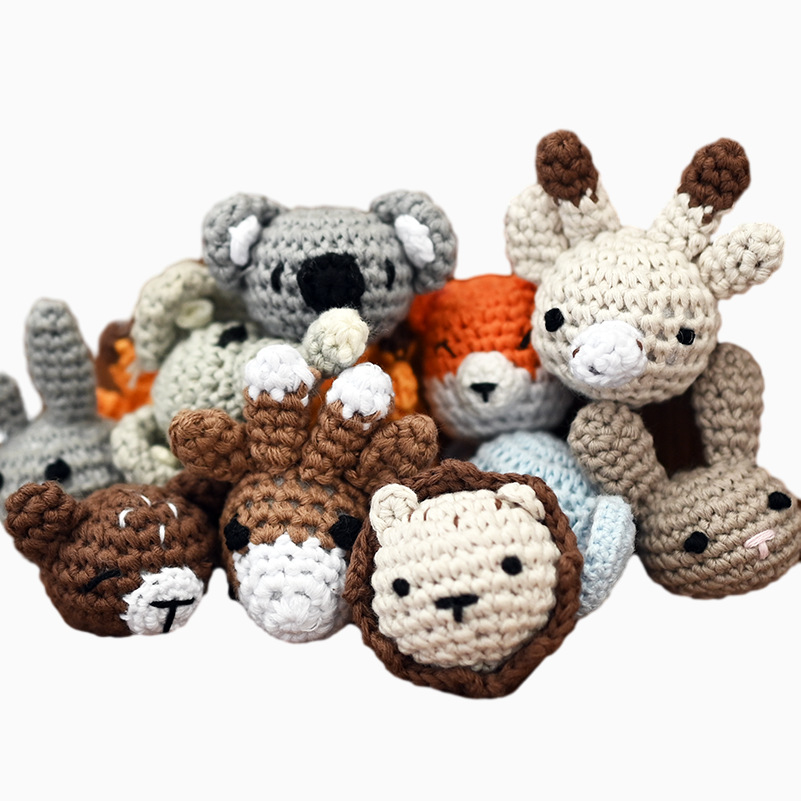 Muñecas de peluche de crochet creativas hechas a mano dibujos animados de punto conejo cabeza de animal accesorios de cadena de tetas DIY