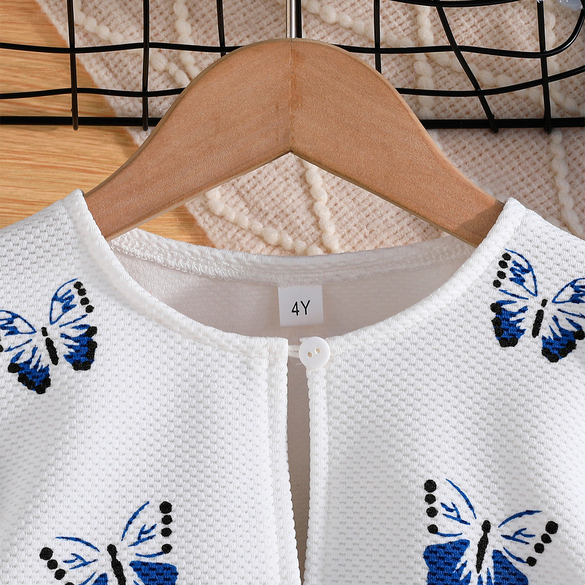 2024 INS autumn blue butterfly full print girls' coat dress two-piece set at home and abroad_voghion.com