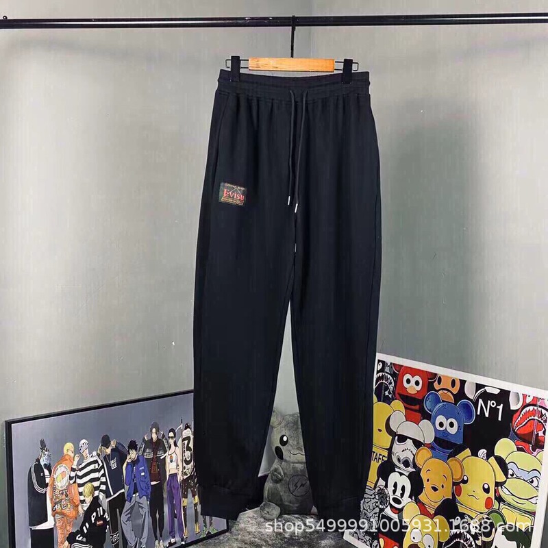 High-Quality Evisu Buddha Monkey Daruma Large m Terry Elastic Waist Casual Pants Unisex