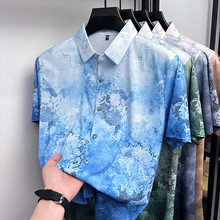 KAIDINGSEN男士衬衫度假沙滩男夏季短袖印花薄款宽松潮休闲花衬衫