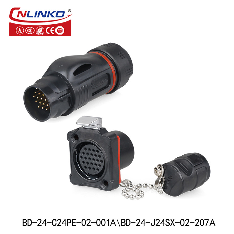 凌科BD24工業24芯防水信號連接器接頭快速航空插頭插座接插件廠家